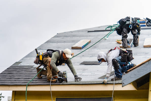 Professional Gutter Installation technician working in Rutland, ND